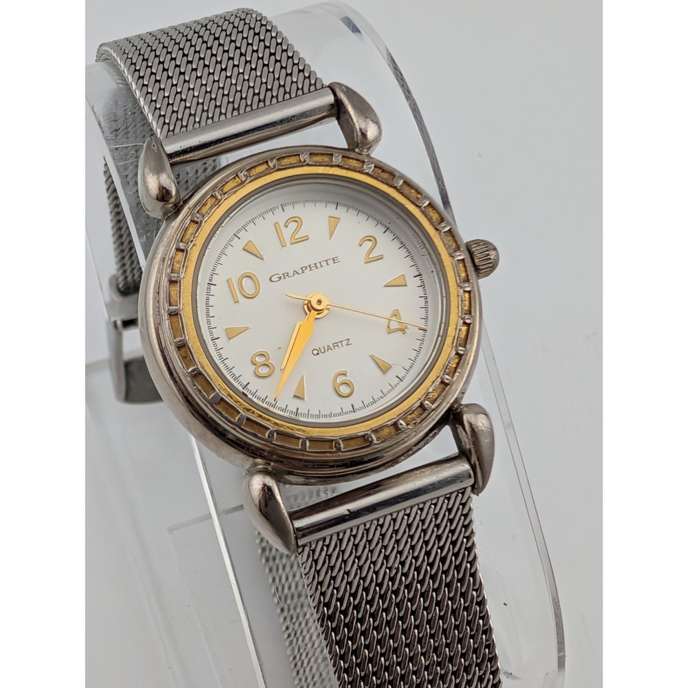 Graphite Women's Watch 26mm Case Silver Mesh Metal Band- New Battery